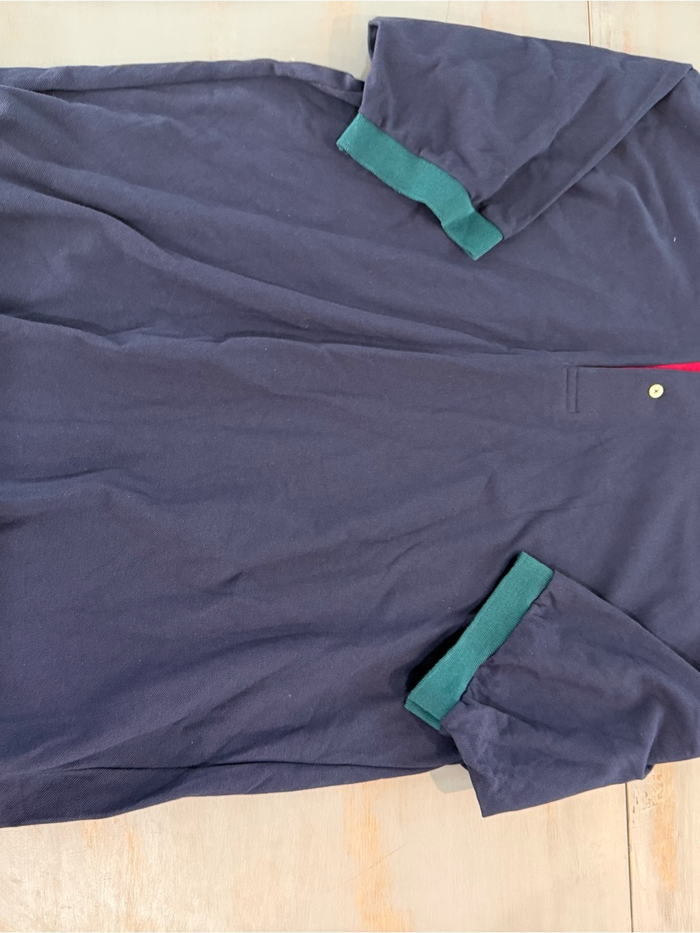 Vintage Jonathan Corey Men’s XXL Navy Teal Colorblock Polo Shirt 100% Cotton